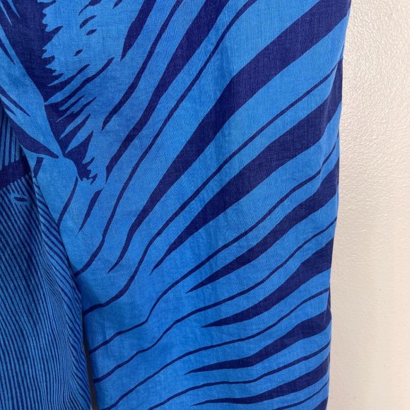 J. Crew Linen Patio Cropped Pant in Palm Blue Size 2 - Picture 5 of 12